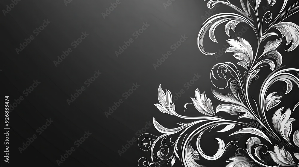 Black and White Floral Design with Copy Space. Black and White Floral Design with Copy Space.