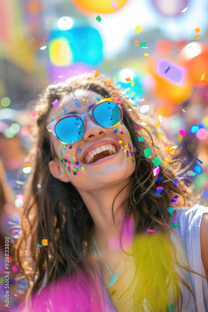 Joyful Woman Celebrating with Confetti created by ai Joyful Woman Celebrating with Confetti created by ai
