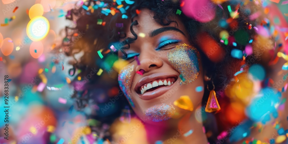 Joyful Woman Celebrating with Confetti created by ai Joyful Woman Celebrating with Confetti created by ai