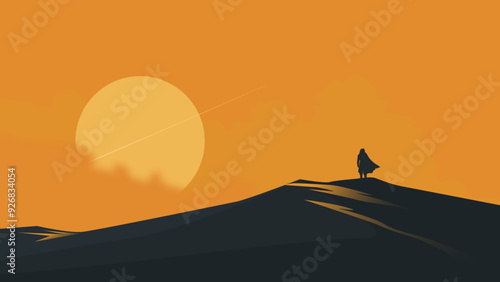 Star war Day Dune landscape illustration Vector cover art	

