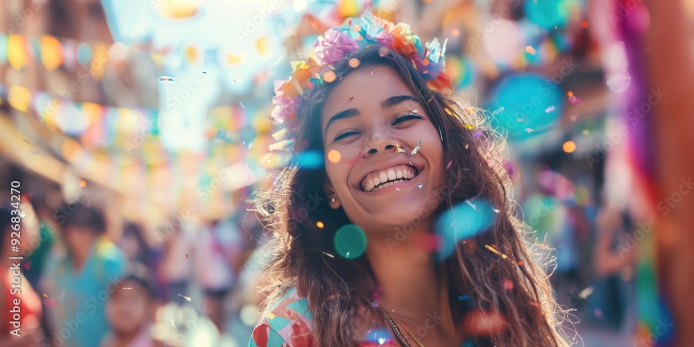 Joyful Woman Celebrating with Confetti created by ai Joyful Woman Celebrating with Confetti created by ai