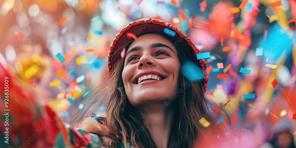 Joyful Woman Celebrating with Confetti created by ai Joyful Woman Celebrating with Confetti created by ai