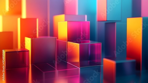 Abstract Colorful Glass Cubes Background