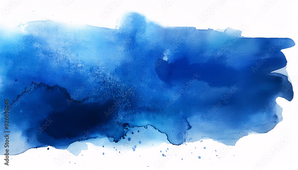 Abstract blue watercolor wash on white canvas. Generative AI Abstract blue watercolor wash on white canvas. Generative AI