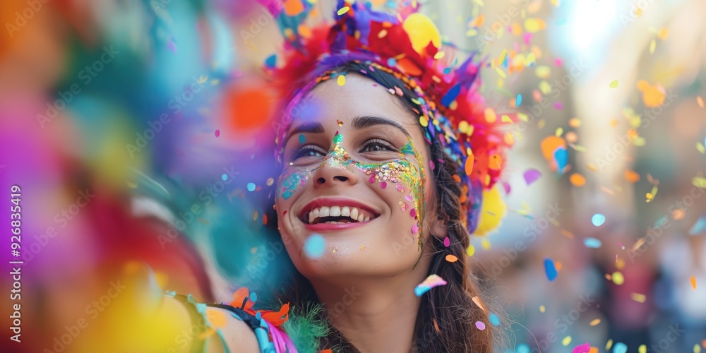 Joyful Woman Celebrating with Confetti created by ai Joyful Woman Celebrating with Confetti created by ai