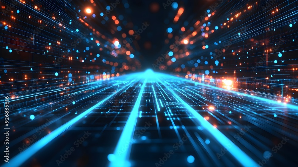Abstract Digital Network with Glowing Blue Lines Abstract Digital Network with Glowing Blue Lines