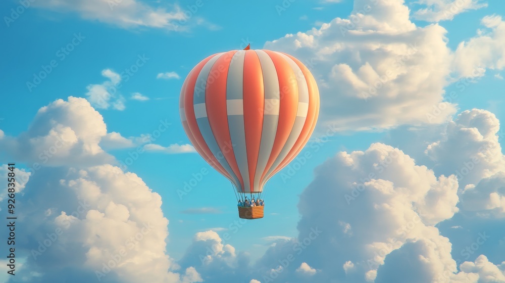 Fototapeta premium A cartoon hot air balloon floating in the sky 