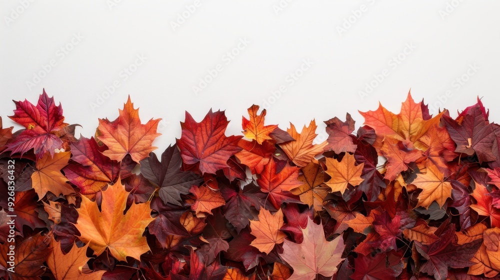 A background of overlapping autumn leaves with a blank space on the lower half for text. A background of overlapping autumn leaves with a blank space on the lower half for text.