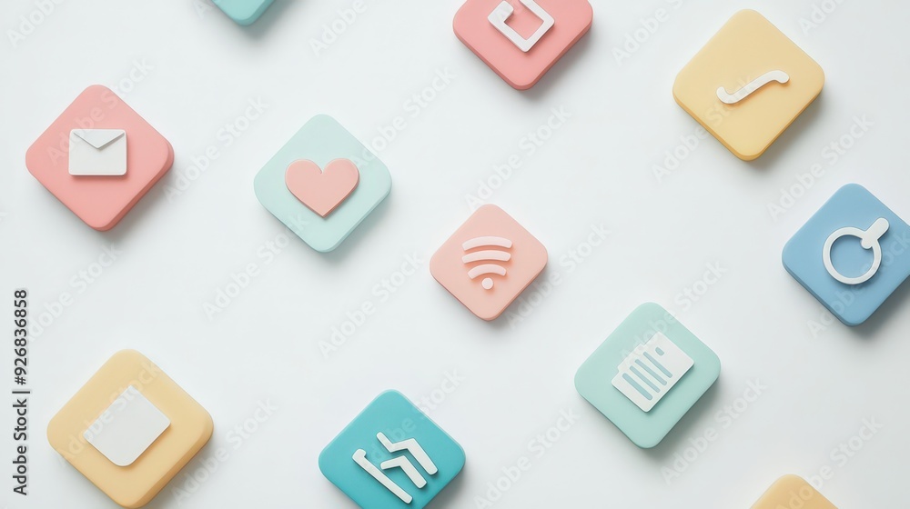 Colorful App Icons on White Background. Colorful App Icons on White Background.