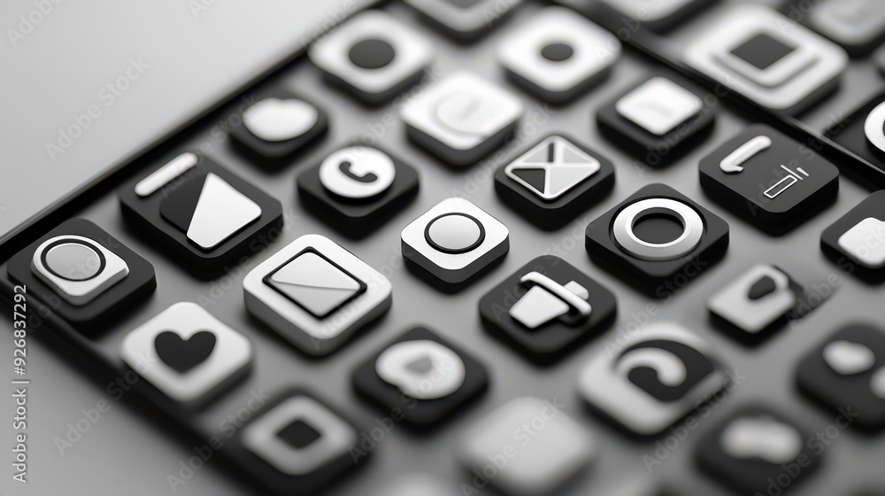 Black and White App Icons.