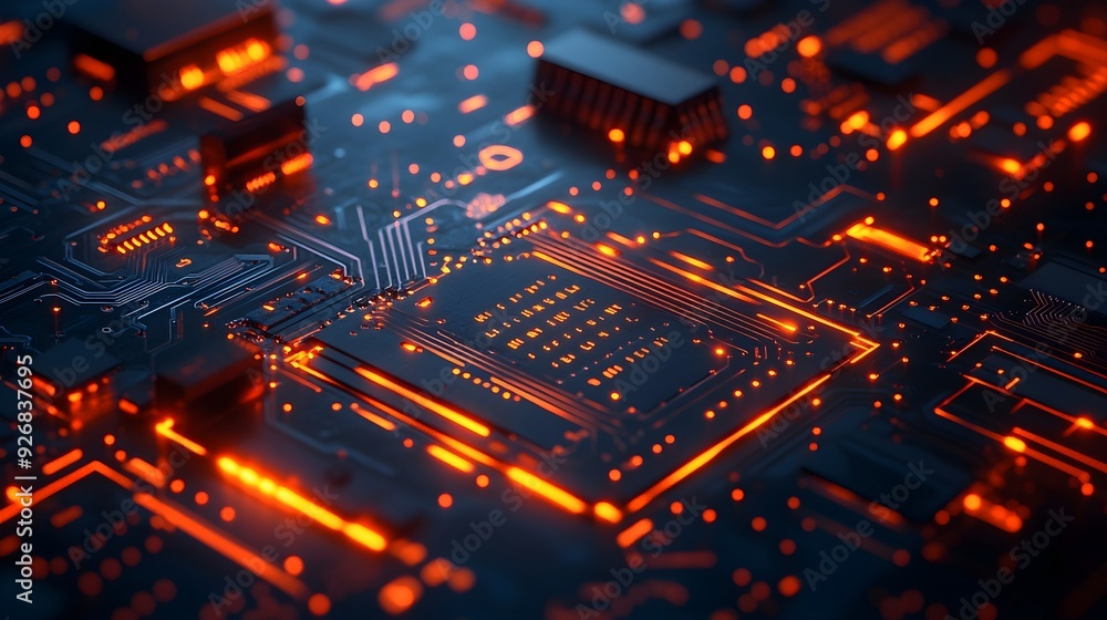 Glowing Circuit Board - Technology Background Glowing Circuit Board - Technology Background