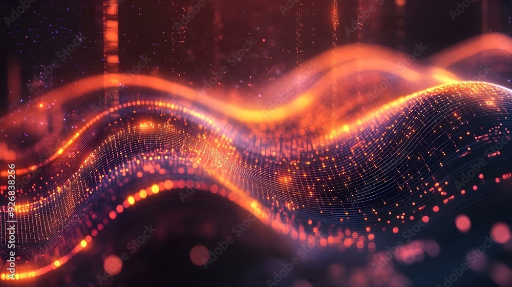 Abstract Orange and Red Digital Wave Background Abstract Orange and Red Digital Wave Background