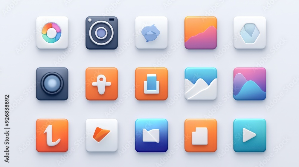3D Colorful App Icons Set. 3D Colorful App Icons Set.