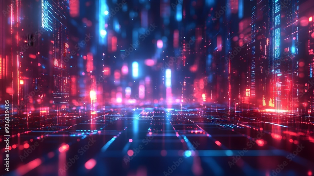 Abstract Neon Lights Digital Cityscape Background Abstract Neon Lights Digital Cityscape Background