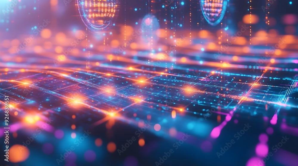 Abstract Digital Network with Glowing Lines Abstract Digital Network with Glowing Lines