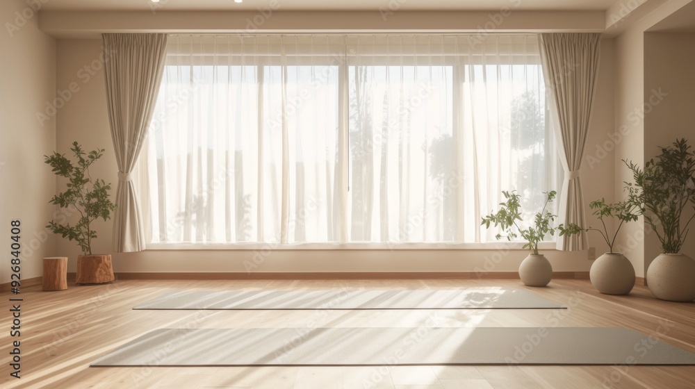 Bright and Airy Yoga Studio with Hardwood Floors and Minimalist Decor, Perfect for Mindfulness and Meditation Bright and Airy Yoga Studio with Hardwood Floors and Minimalist Decor, Perfect for Mindfulness and Meditation