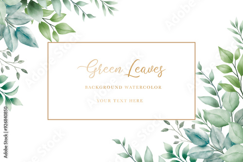 beautiful green leaves background watercolor