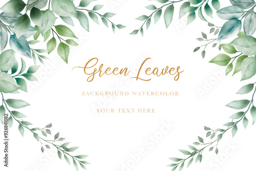 beautiful green leaves background watercolor