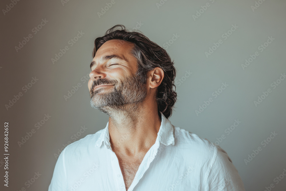A close up of a man's face with her eyes closed A close up of a man's face with her eyes closed