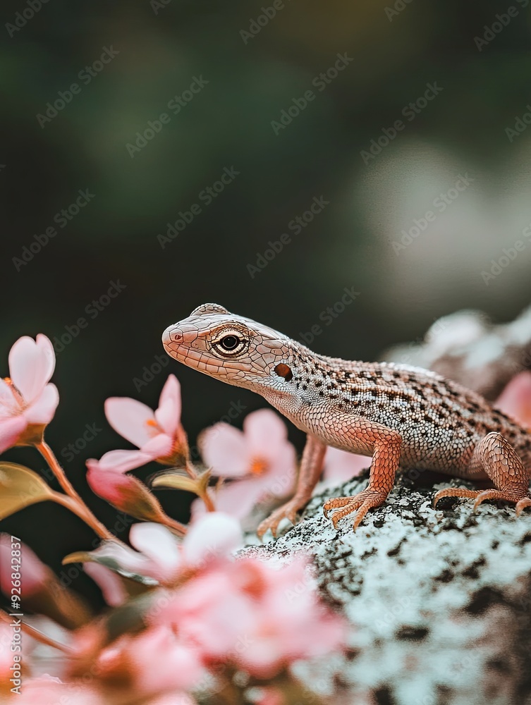 Fototapeta premium Lizard isolated on spring background
