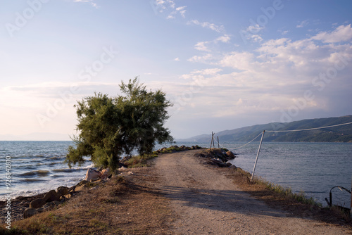 Amazing scenery by the sea in Arapis beach, in the Ambracian gulf, Amfilochia, Greece photo