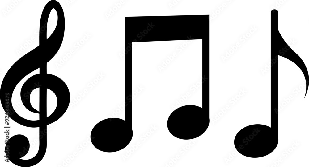 Set of musical notes and clef symbols. Simple music icon, vector illustration on isolated background. Set of musical notes and clef symbols. Simple music icon, vector illustration on isolated background.