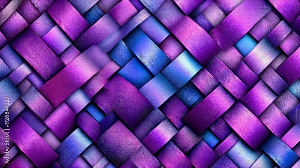 Gradient grids, interlocking squares in shades of purple and blue, with a 3D effect, bright ambient lighting Gradient grids, interlocking squares in shades of purple and blue, with a 3D effect, bright ambient lighting