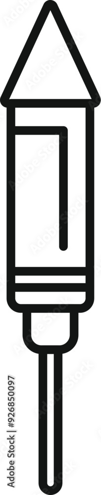 Simple line drawing icon of a firework rocket exploding with firecracker sparkles Simple line drawing icon of a firework rocket exploding with firecracker sparkles