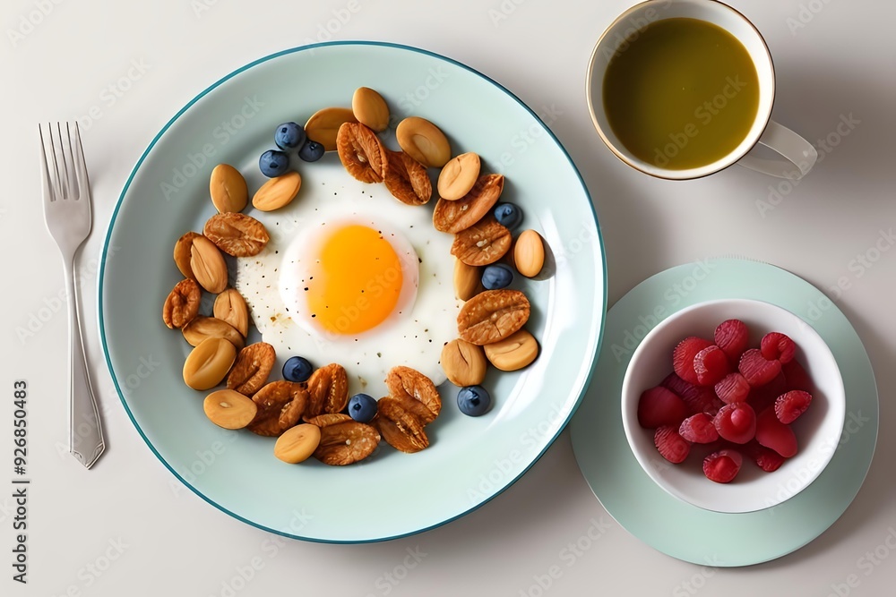 Superfood Breakfast Plate with Fried Egg and Fresh Berries for a Healthy Start Superfood Breakfast Plate with Fried Egg and Fresh Berries for a Healthy Start