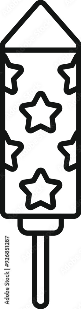 Simple and modern firework rocket exploding with stars icon in thin line style Simple and modern firework rocket exploding with stars icon in thin line style