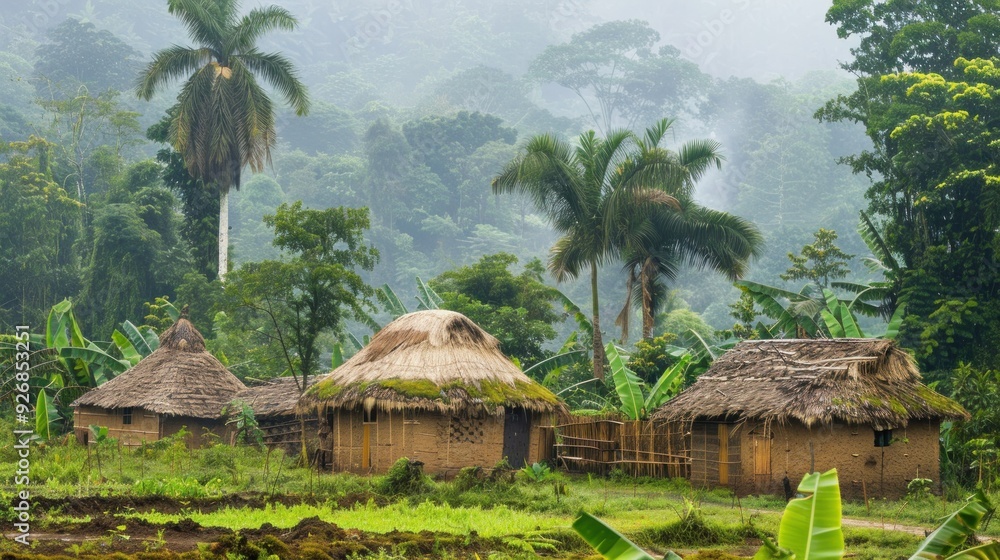 Traditional Houses in a Lush Green Tropical Forest Traditional Houses in a Lush Green Tropical Forest