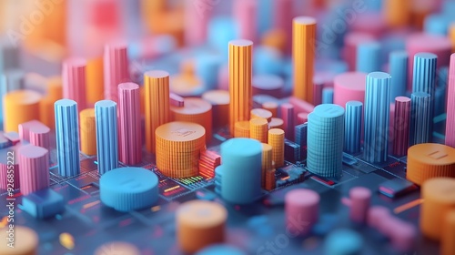 3D Rendered Infographic Showcasing Detailed Income Analysis and Revenue Breakdown