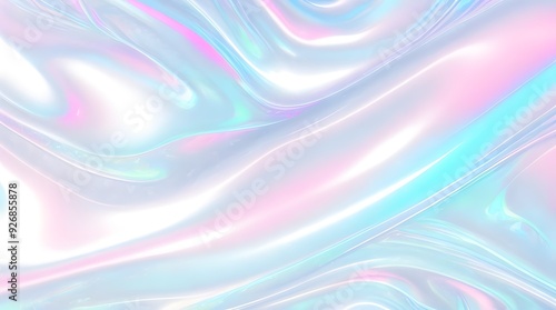 Holographic background seamless trendy iridescent light foil texture. Soft holographic pastel unicorn marble background pattern. Modern pearlescent blurry abstract swirl illustration. 