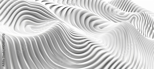 Abstract Background with Wavy Pattern, White Architectural Detail, Minimal Concept., 3D Rendering