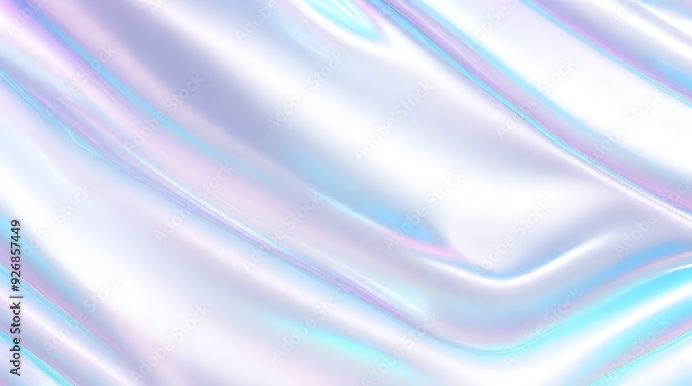 Fototapeta premium Holographic background seamless trendy iridescent light foil texture. Soft holographic pastel unicorn marble background pattern. Modern pearlescent blurry abstract swirl illustration.