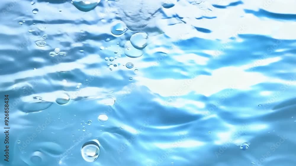 Water droplet creating expanding rings on blue water surface Water droplet creating expanding rings on blue water surface