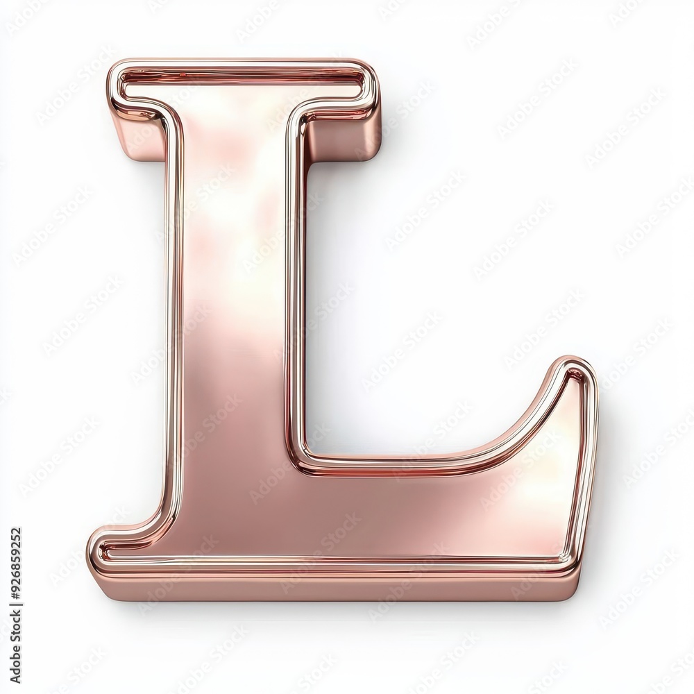 Shiny rose gold letter L isolated on white background. Shiny rose gold letter L isolated on white background.