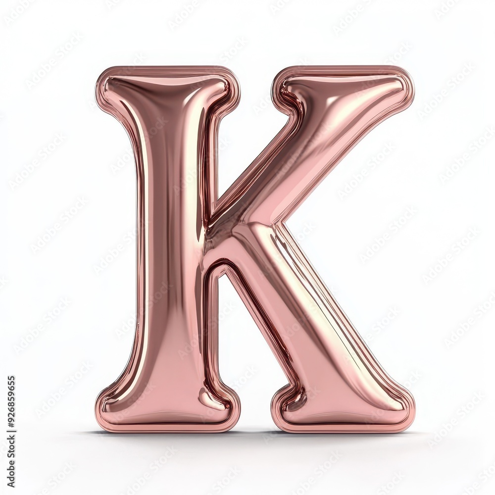 Rose gold balloon letter K, isolated on white background. Rose gold balloon letter K, isolated on white background.