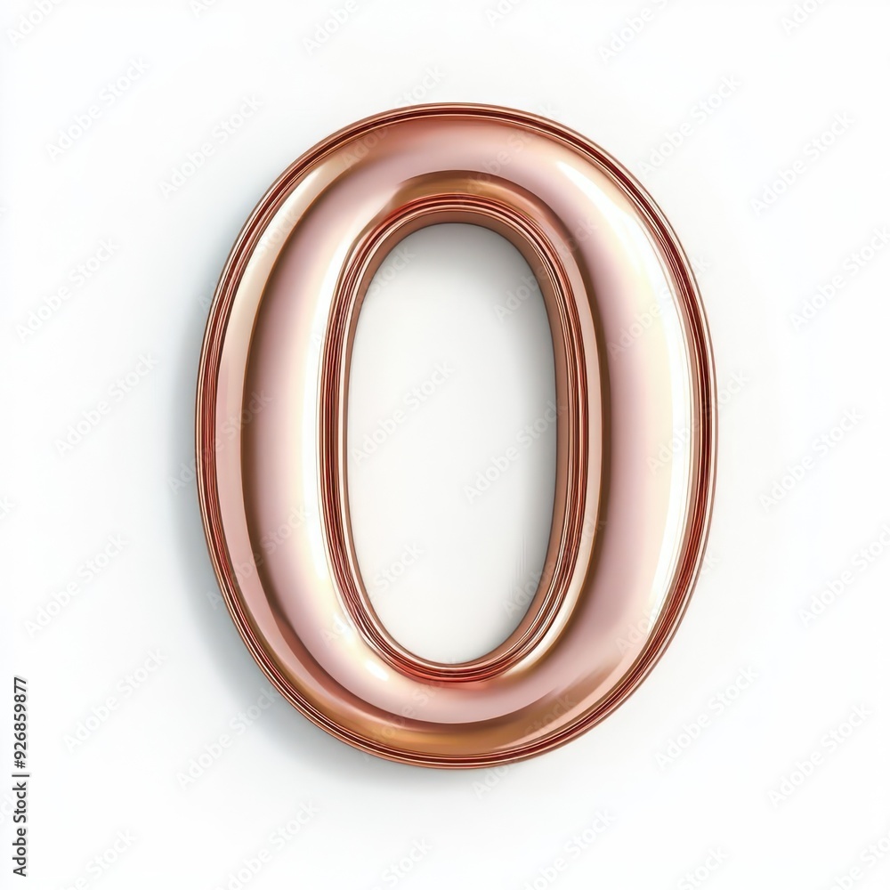Shiny copper 3D number zero isolated on white background. Shiny copper 3D number zero isolated on white background.