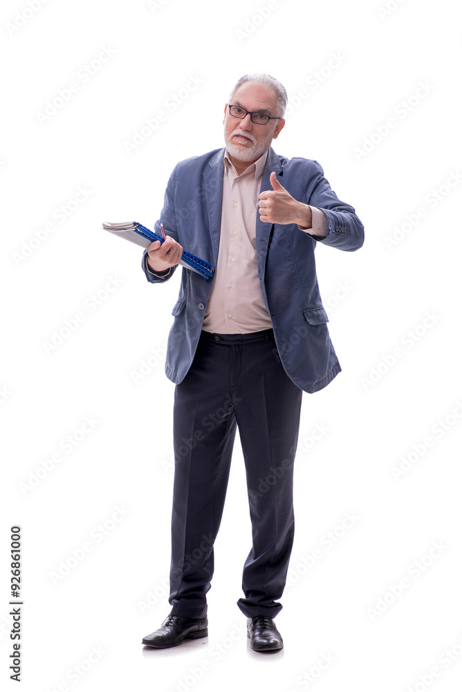 Old businessman isolated on white