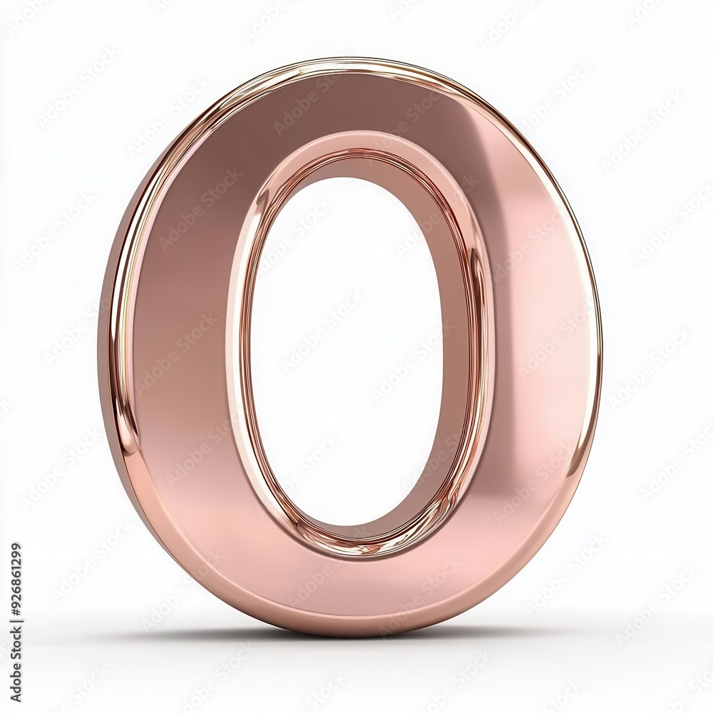 Shiny rose gold letter O isolated on white background. Shiny rose gold letter O isolated on white background.