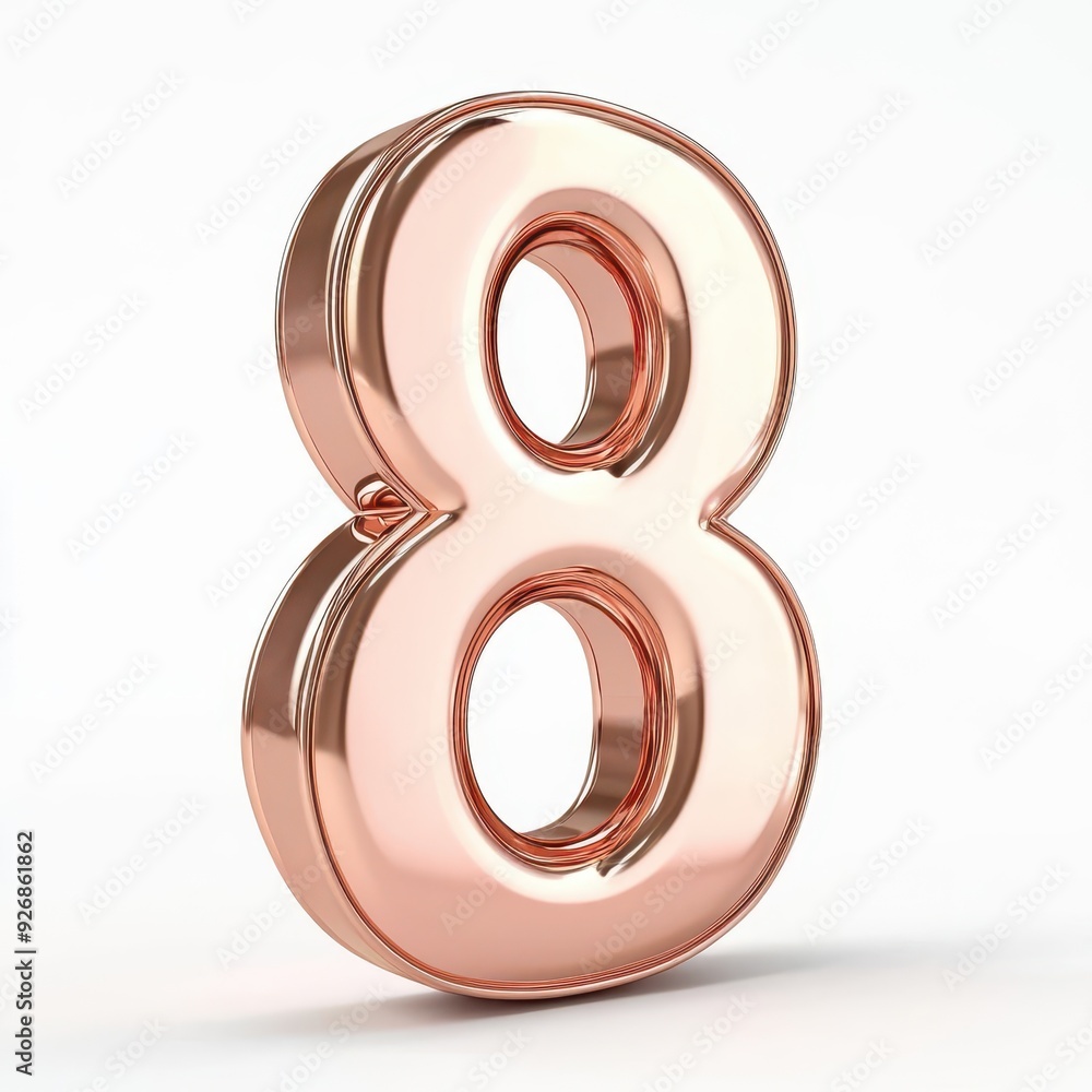 Rose gold number eight balloon isolated on white background. Rose gold number eight balloon isolated on white background.