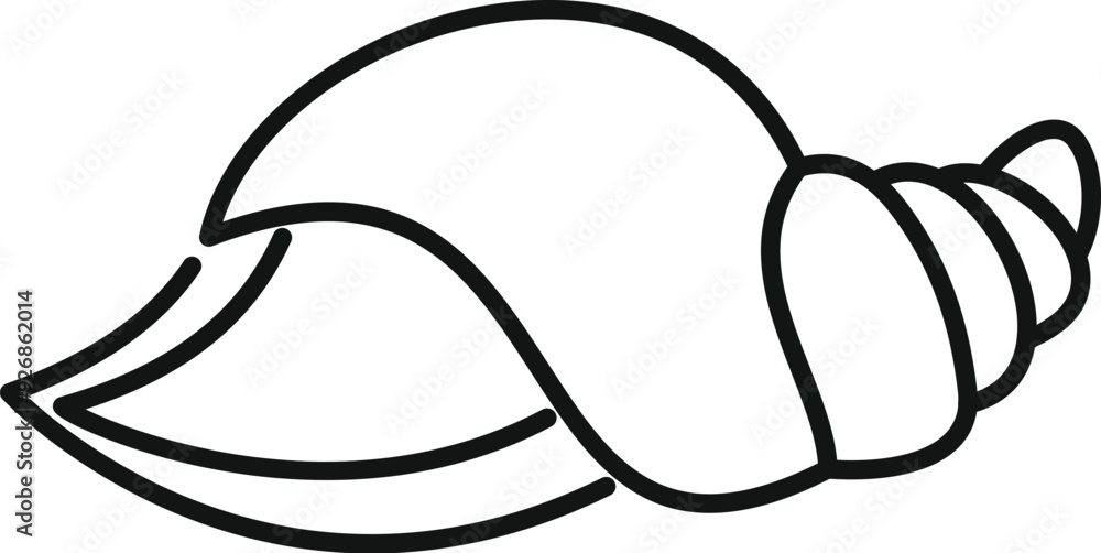 Simple line drawing of a seashell evoking beachcombing and ocean life Simple line drawing of a seashell evoking beachcombing and ocean life