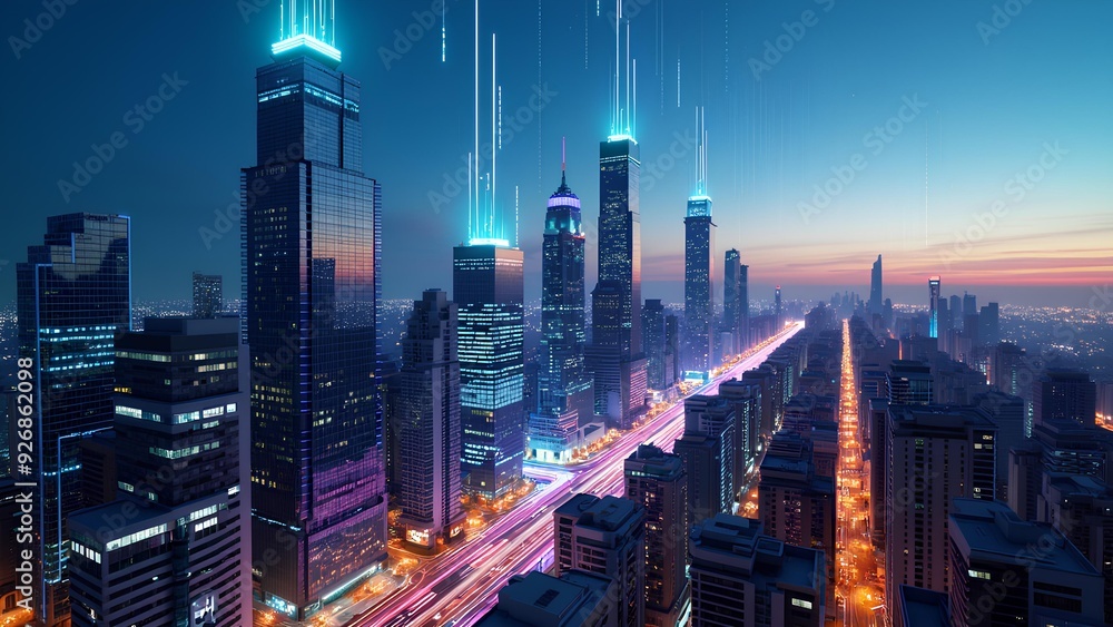 Fototapeta premium city skyline at night