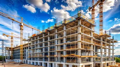 Wallpaper Mural An unfinished building with cranes and scaffolding, construction, development, architecture Torontodigital.ca