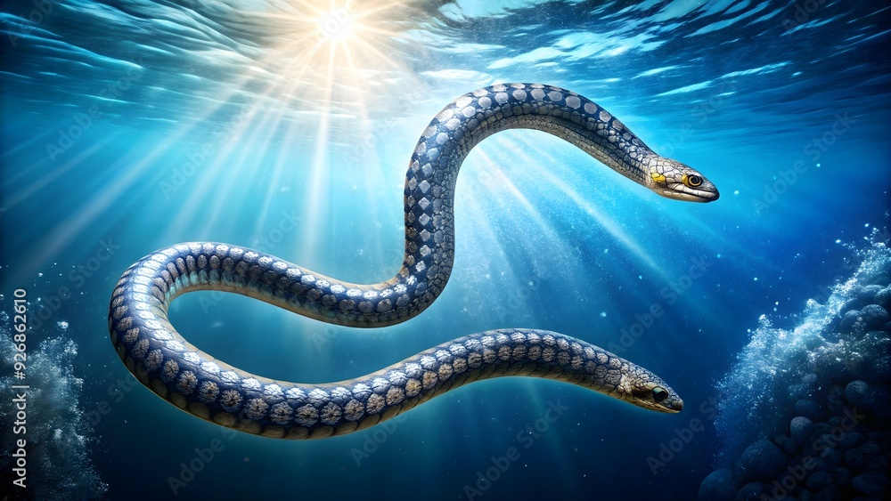 Celestial sea snake with shimmering everchanging scales , mystical, celestial, sea creature, serpent, mystical, magical Celestial sea snake with shimmering everchanging scales , mystical, celestial, sea creature, serpent, mystical, magical