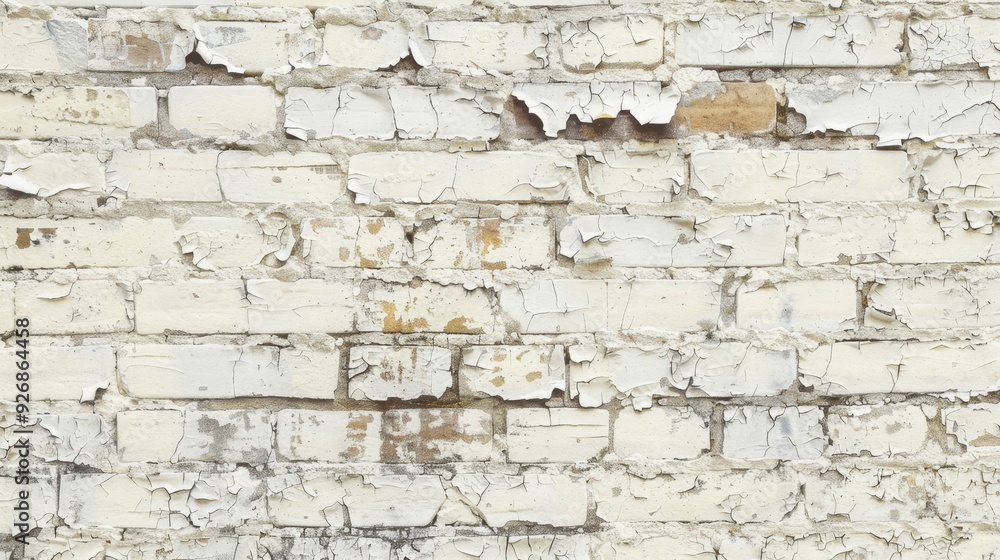 A rustic old white brick wall with visible signs of decay, offering a unique and vintage appeal. A rustic old white brick wall with visible signs of decay, offering a unique and vintage appeal.