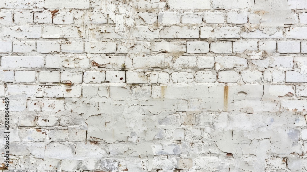 A rustic old white brick wall with visible signs of decay, offering a unique and vintage appeal. A rustic old white brick wall with visible signs of decay, offering a unique and vintage appeal.