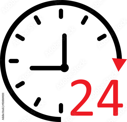 Twenty four time icon. 24hrs support service symbol. Same day delivery sign.