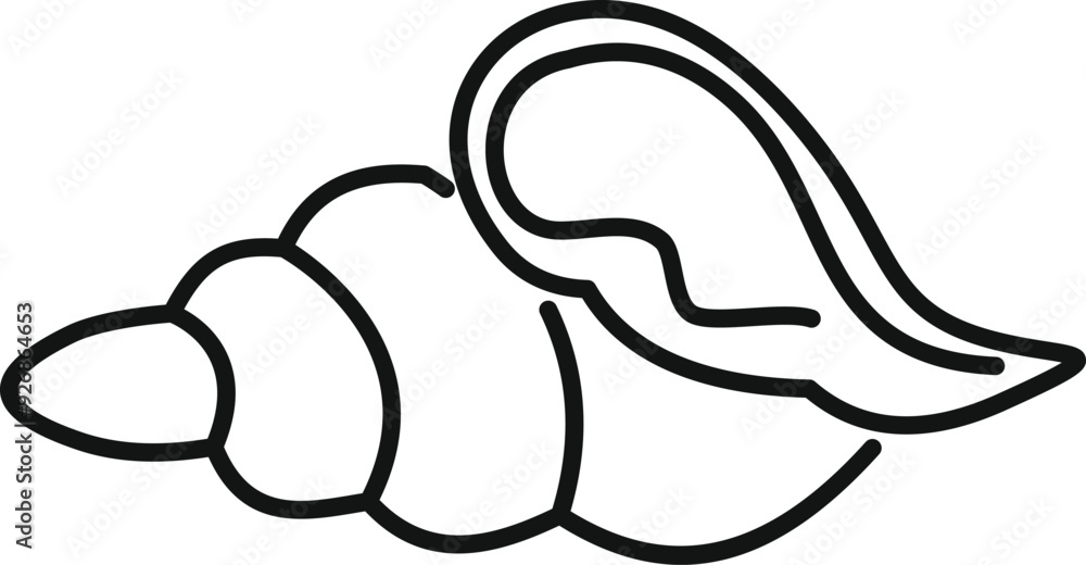 Seashell icon in outline style showing spiral shellfish growing in whorls for marine life design Seashell icon in outline style showing spiral shellfish growing in whorls for marine life design
